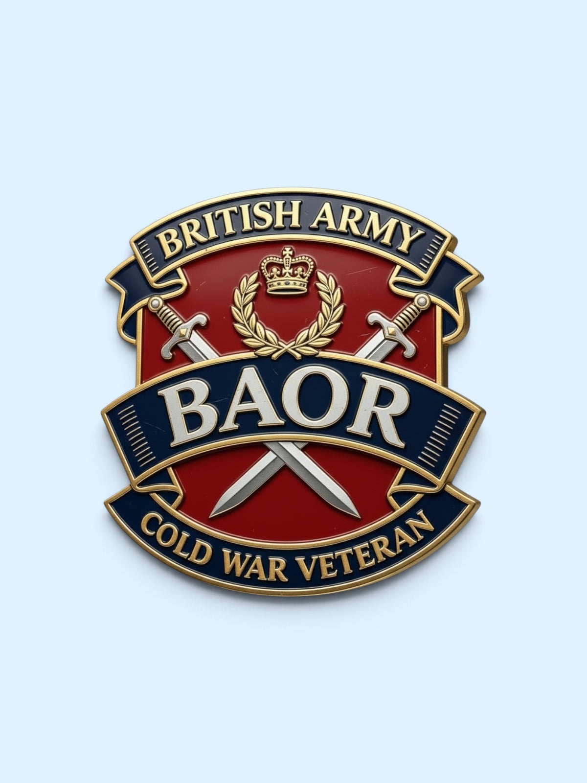 BAOR British Army Of The Rhine Cold War Veteran Enamel Badge — 25mm, Butterfly Clutch