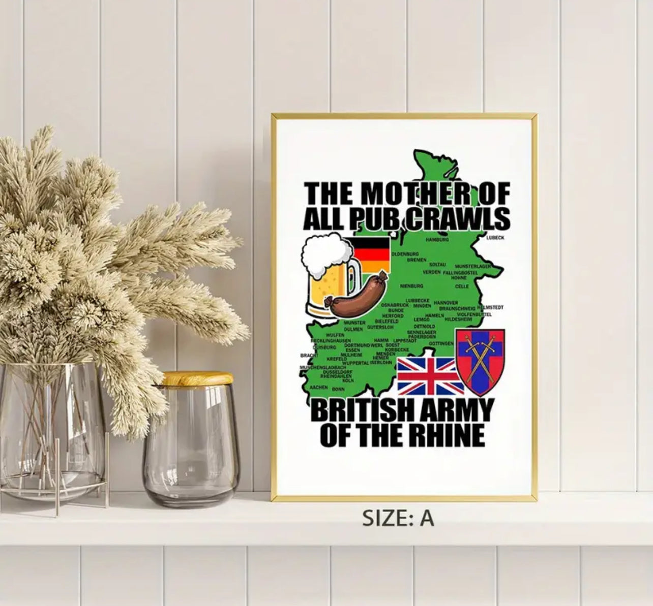 BAOR the mother of all pub crawls.Unframed Print FREEPOST UK