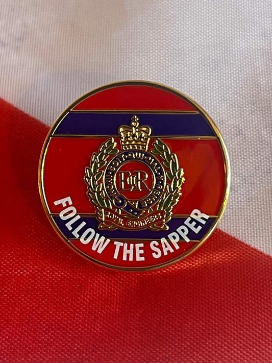 Royal Engineers Follow The Sapper  Army RE lapel pin badge 25mm FREEPOST