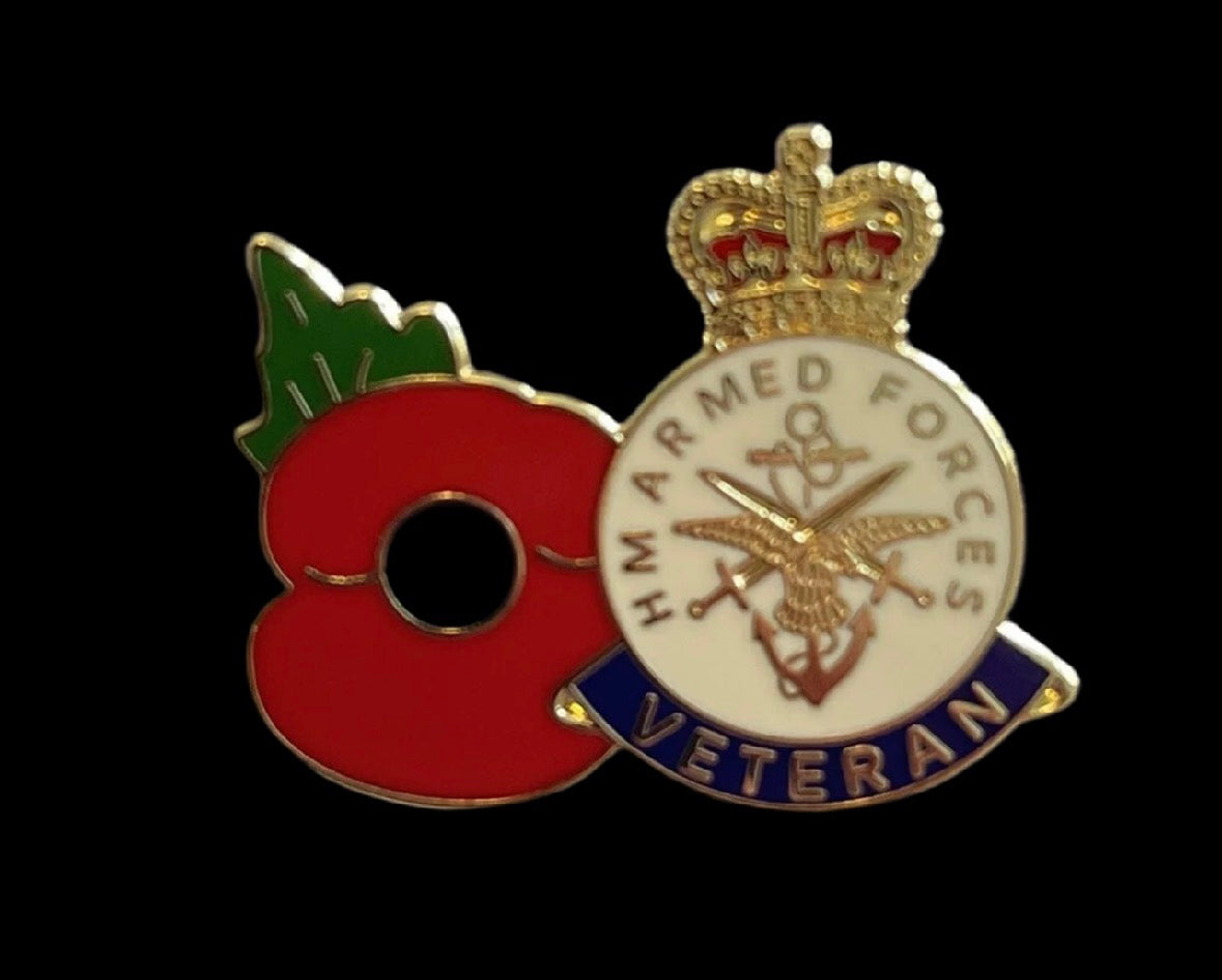 UK veterans armed forces pin badge  RAF Navy british Army Poppy Remembrance