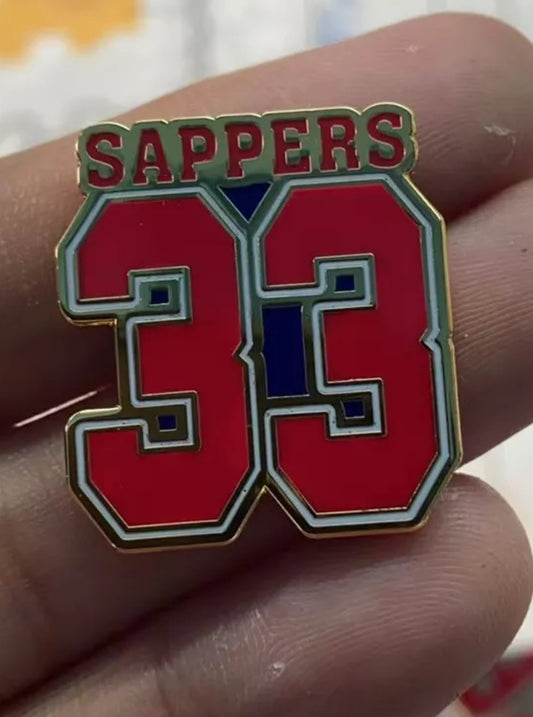 33 IND FLD SQN. SAPPERS RE LAPEL PIN.. FREEPOST