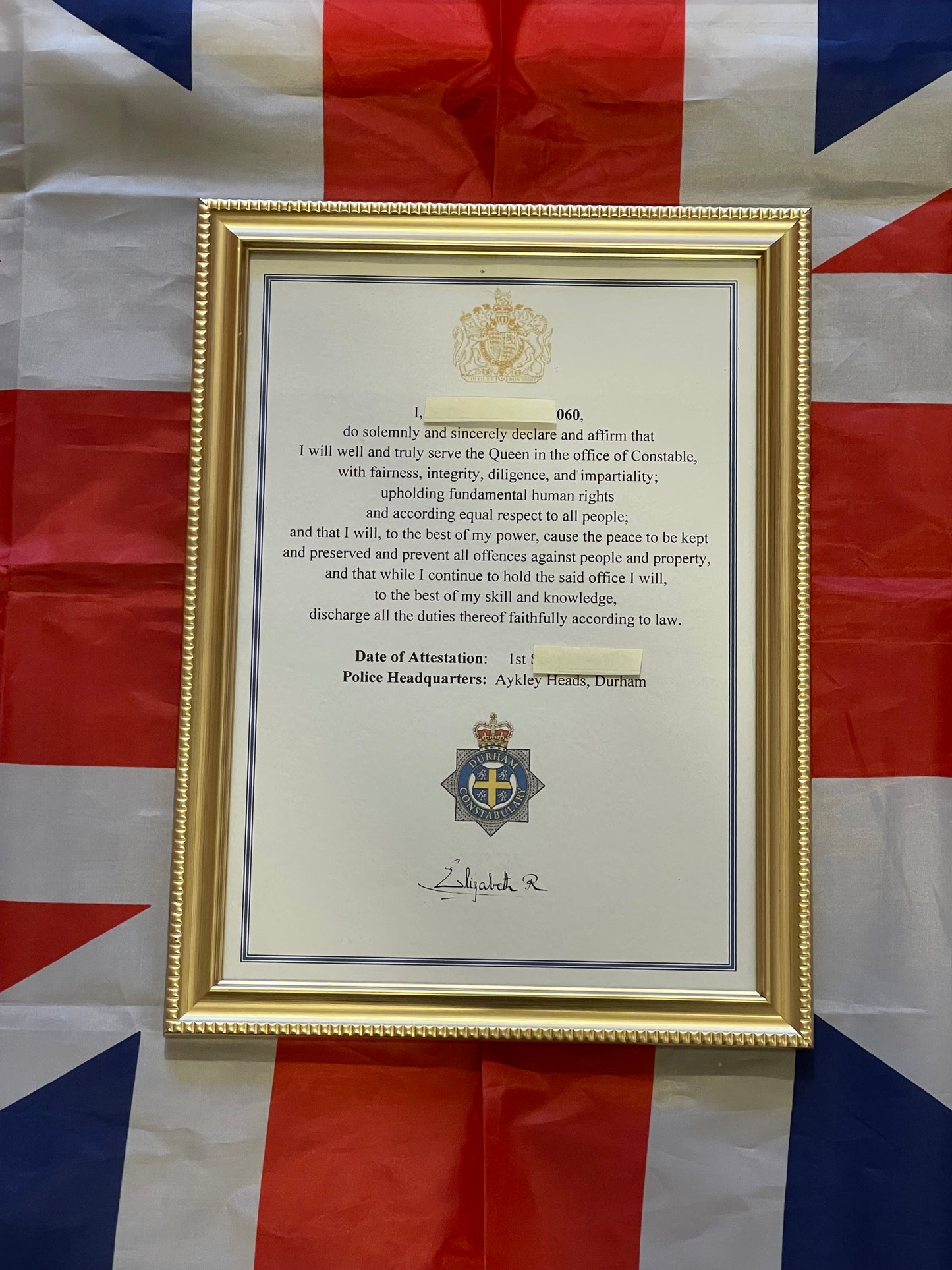 Police Attestation  Personalised framed Gift. All Forces Available