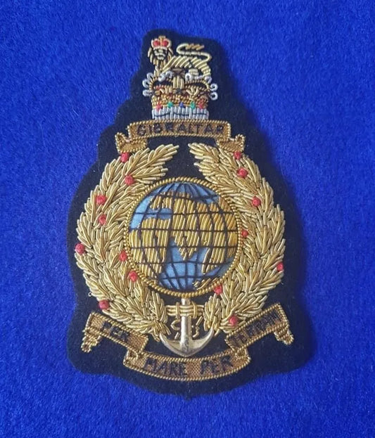 The Corps of Royal Marines Blazer Badge Hand Embroidered With Bullion And Wire