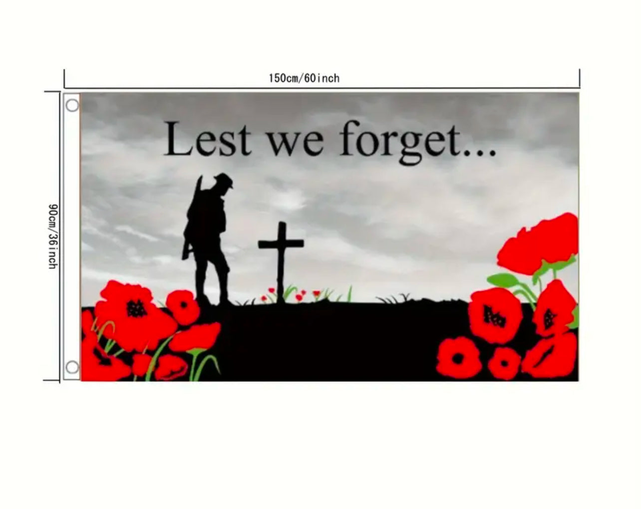 Lest We Forget Remembrance Flag 5X3 ft