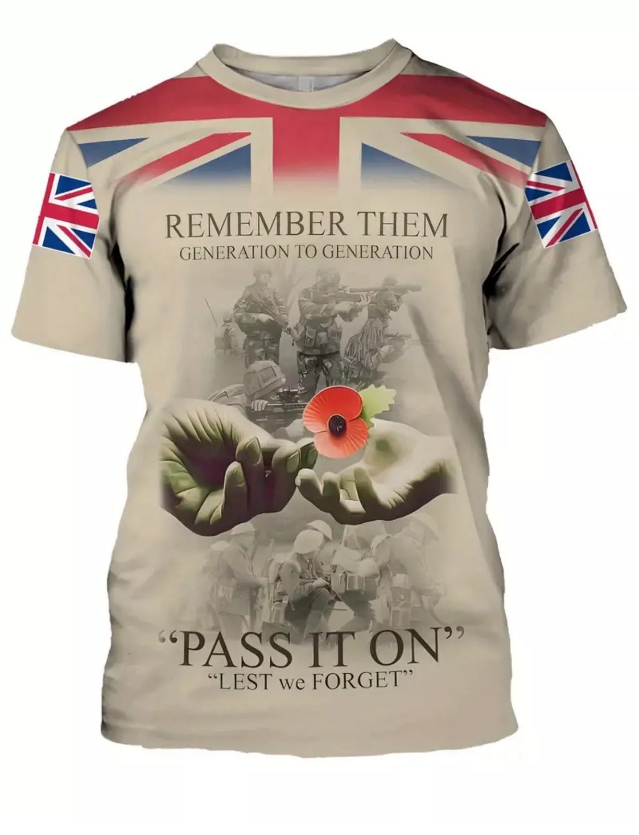 British Army Veteran T Shirt Remembrance Remember Them Armed Forces Mens XL