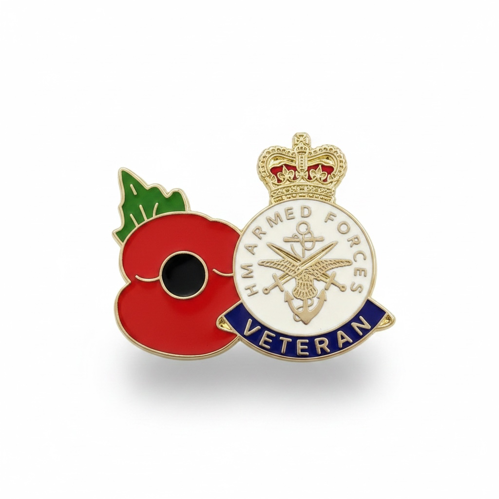 UK veterans armed forces pin badge  RAF Navy british Army Poppy Remembrance