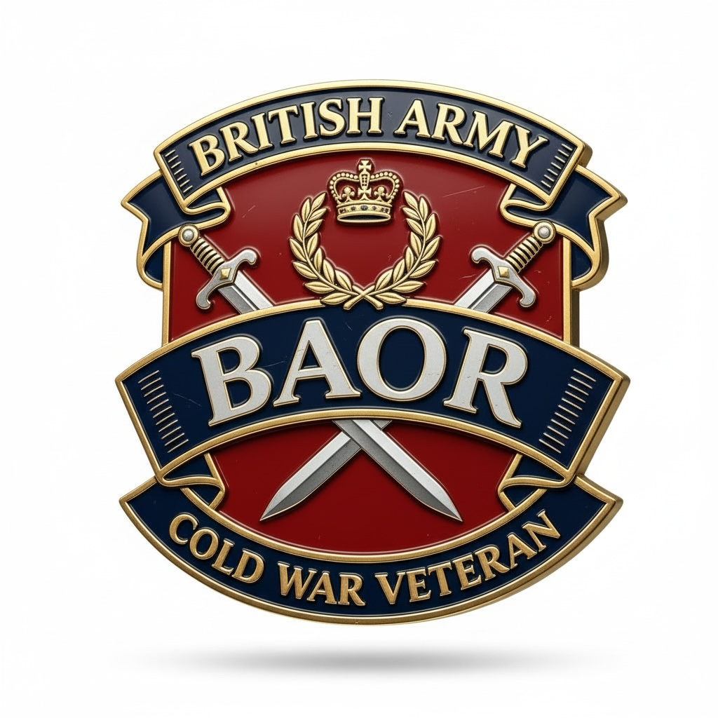 BAOR British Army Of The Rhine Cold War Veteran Enamel Badge — 25mm, Butterfly Clutch