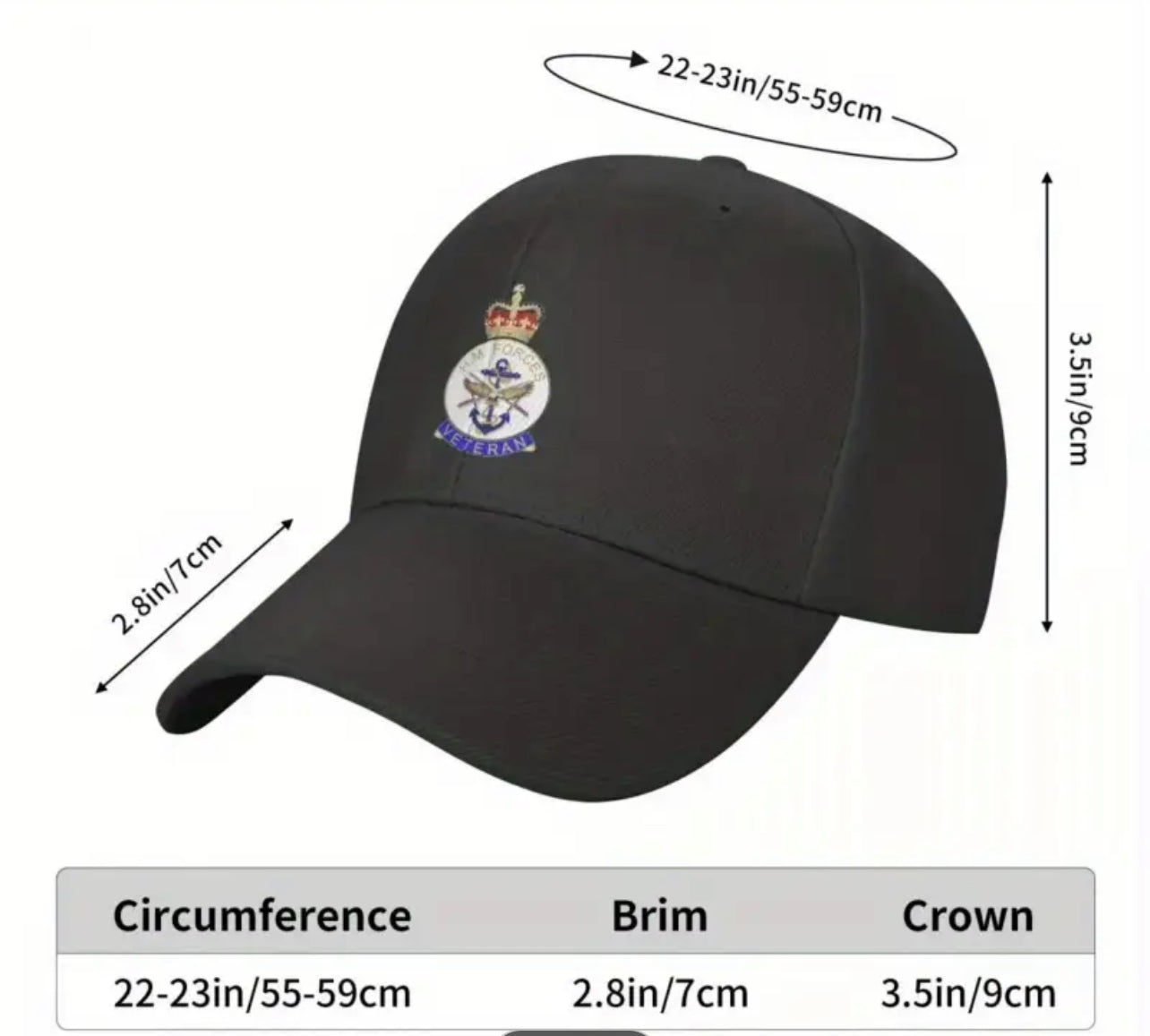 HM Armed Forces Veteran baseball cap black FREEPOST