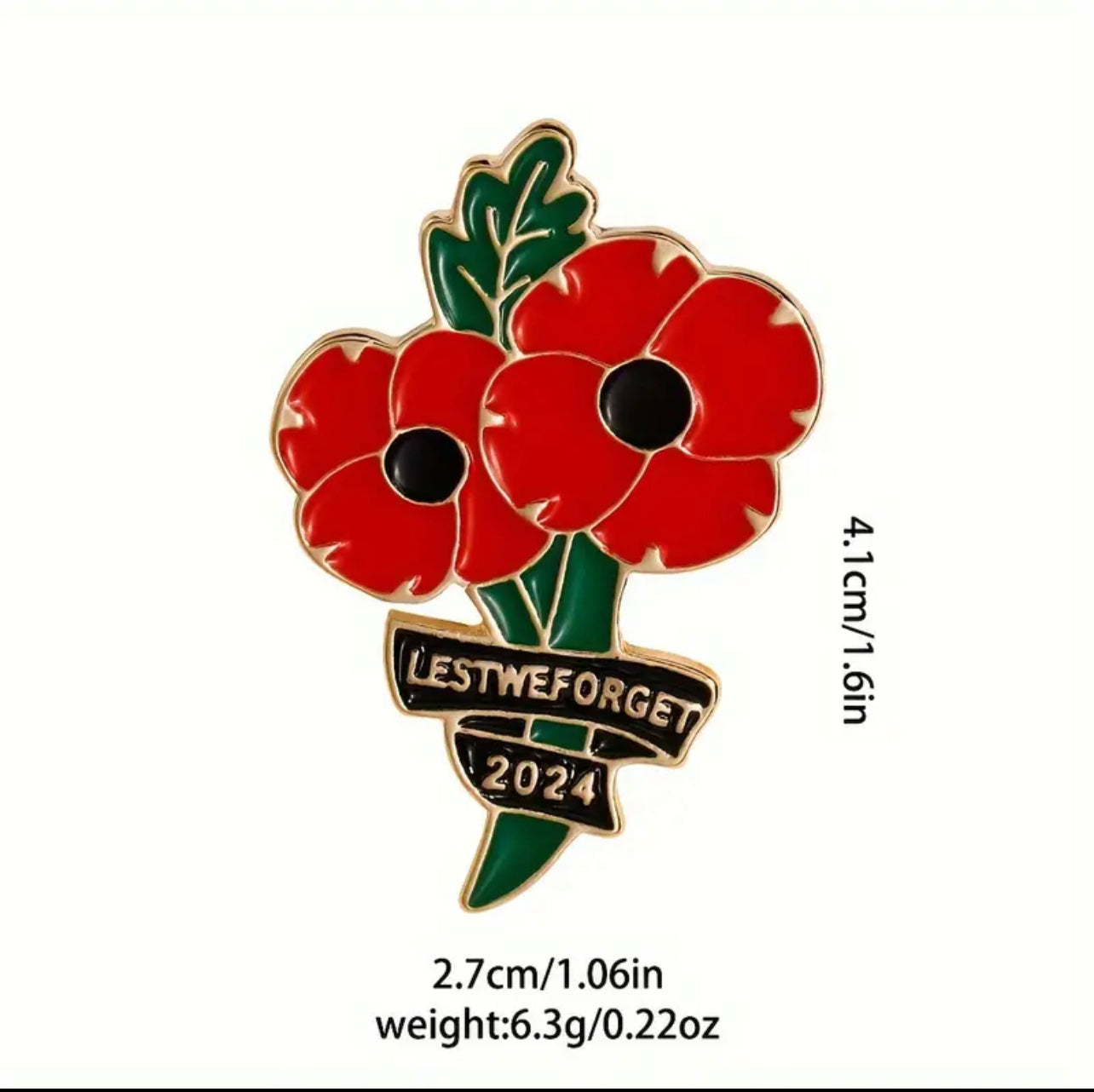 2024 Poppies Badge Brooch Remembrace Veterans Memorial Lest We Forget UK Stock