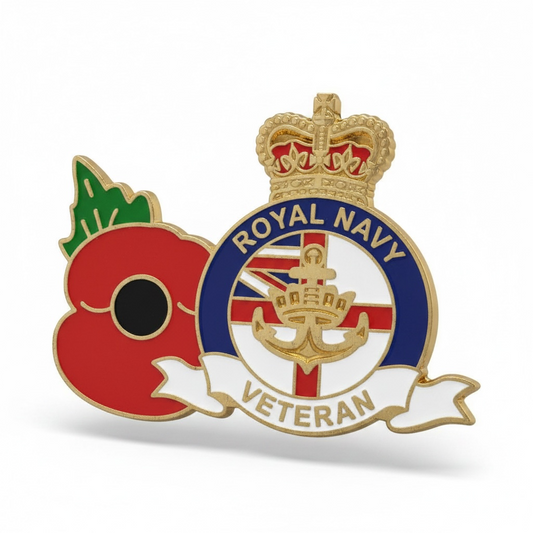 Royal Navy Veterans Armed Forces pin badge brooch. Remembrance Poppy FREEPOST