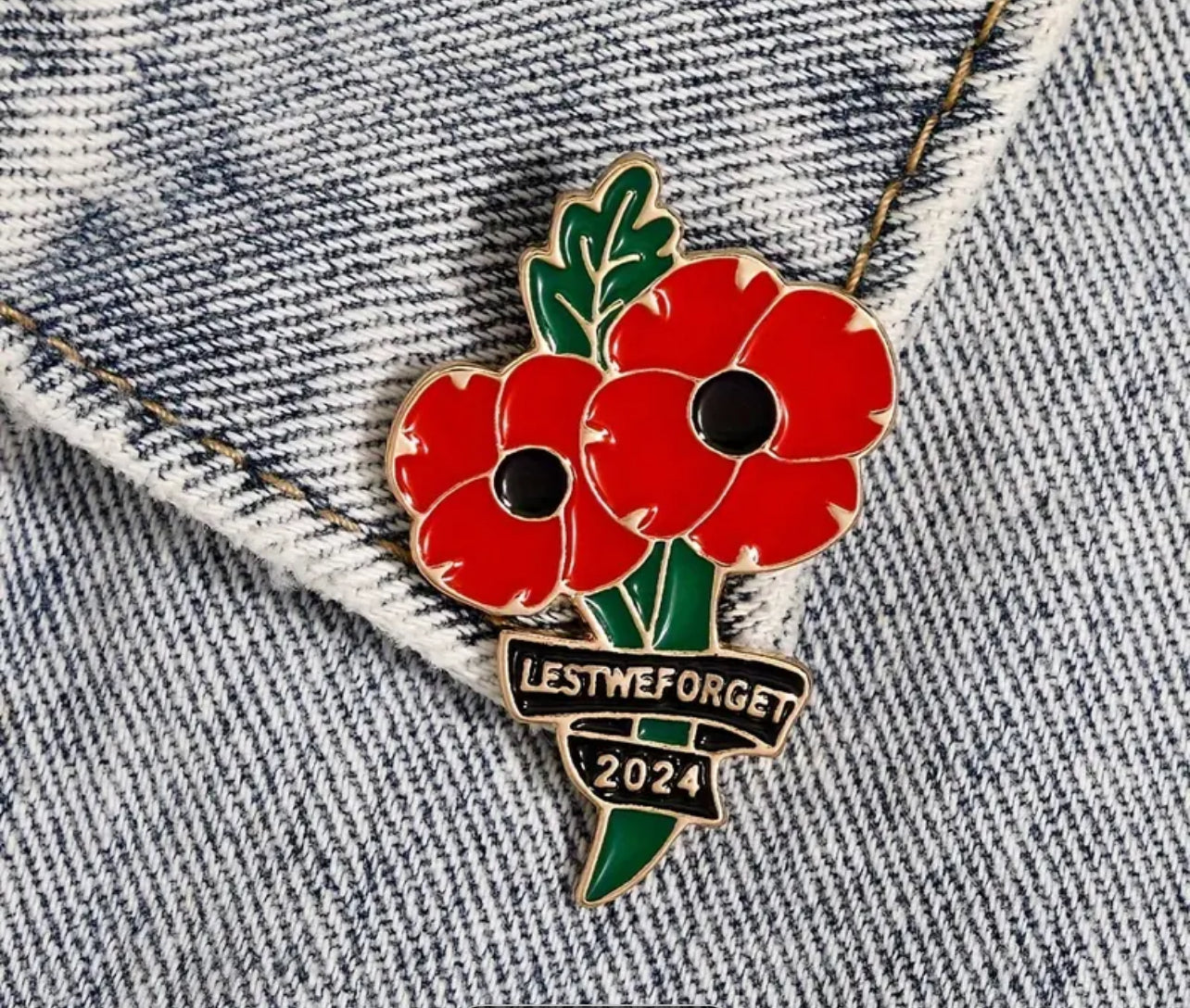 2024 Poppies Badge Brooch Remembrace Veterans Memorial Lest We Forget UK Stock