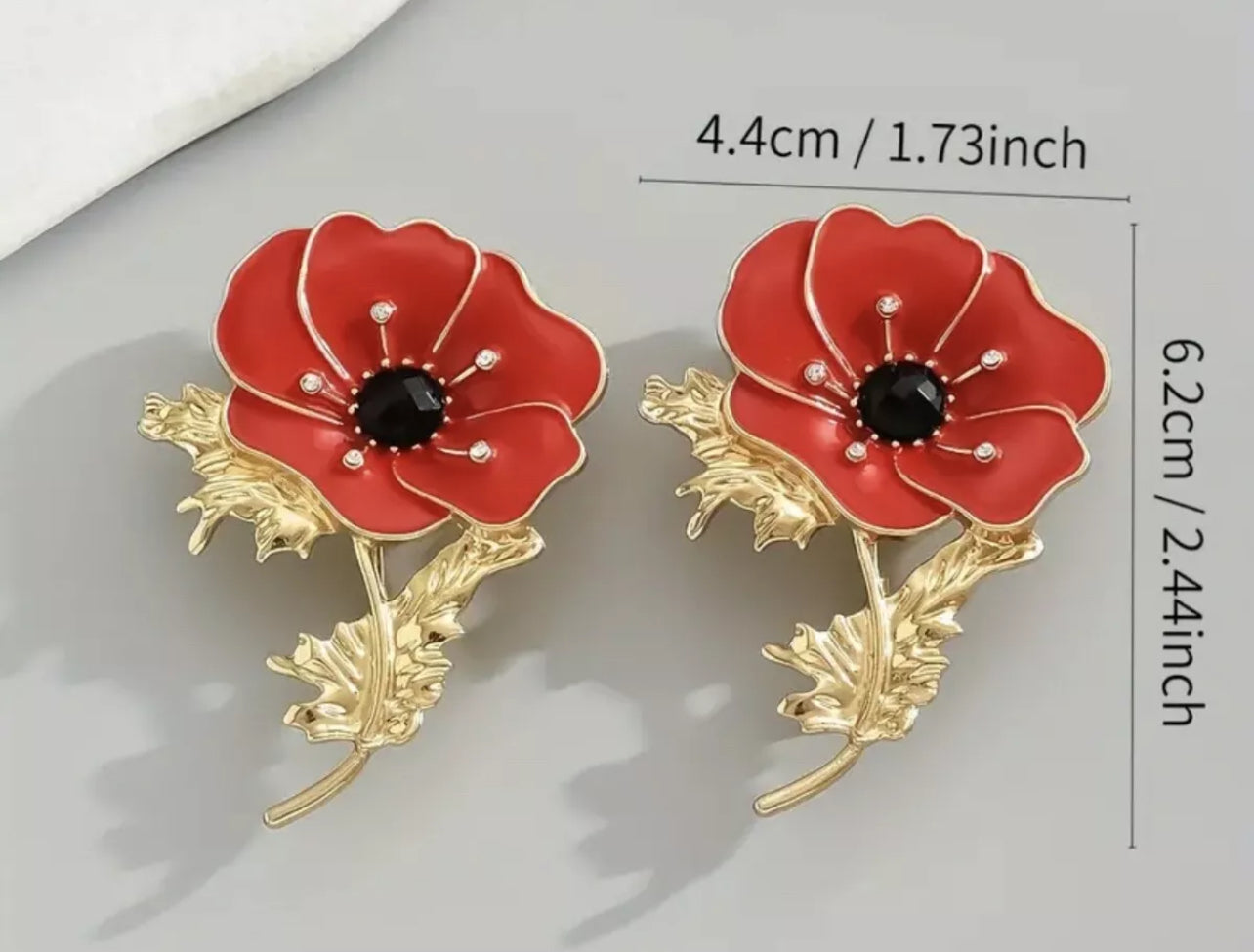 Elegant Remembrance Poppyy Red Flower Lapel Pin Brooch Badge FREEPOST