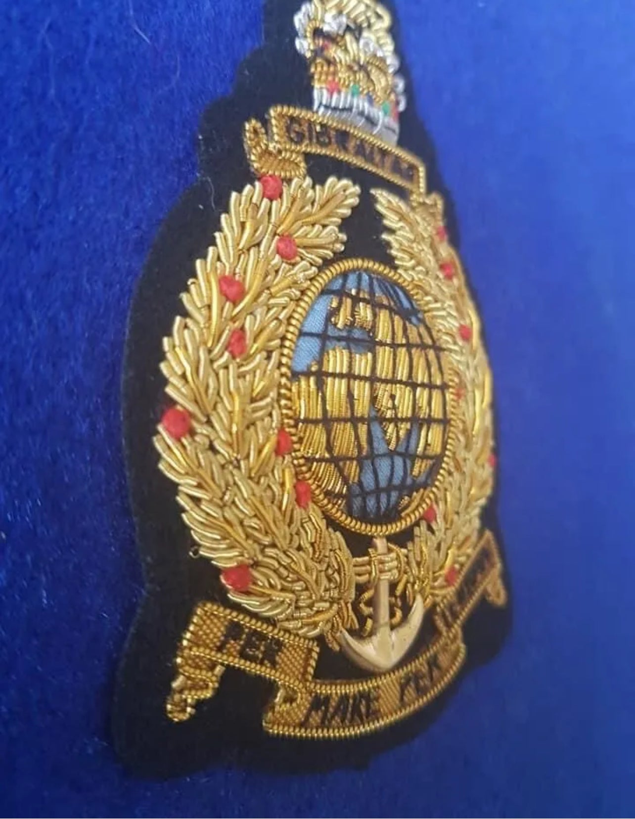 The Corps of Royal Marines Blazer Badge Hand Embroidered With Bullion And Wire