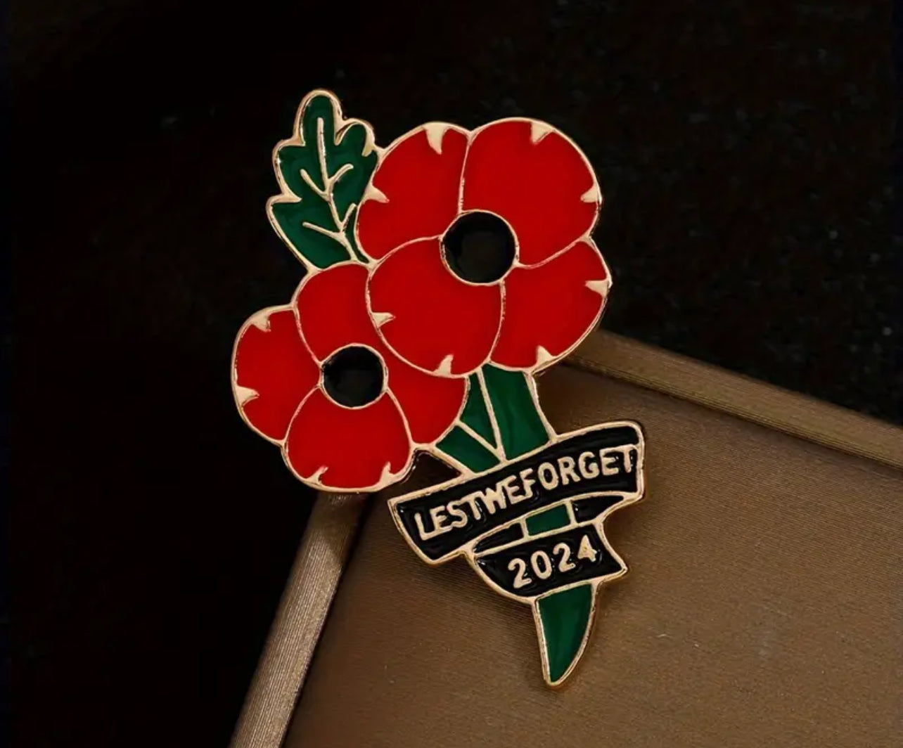 2024 Poppies Badge Brooch Remembrace Veterans Memorial Lest We Forget UK Stock