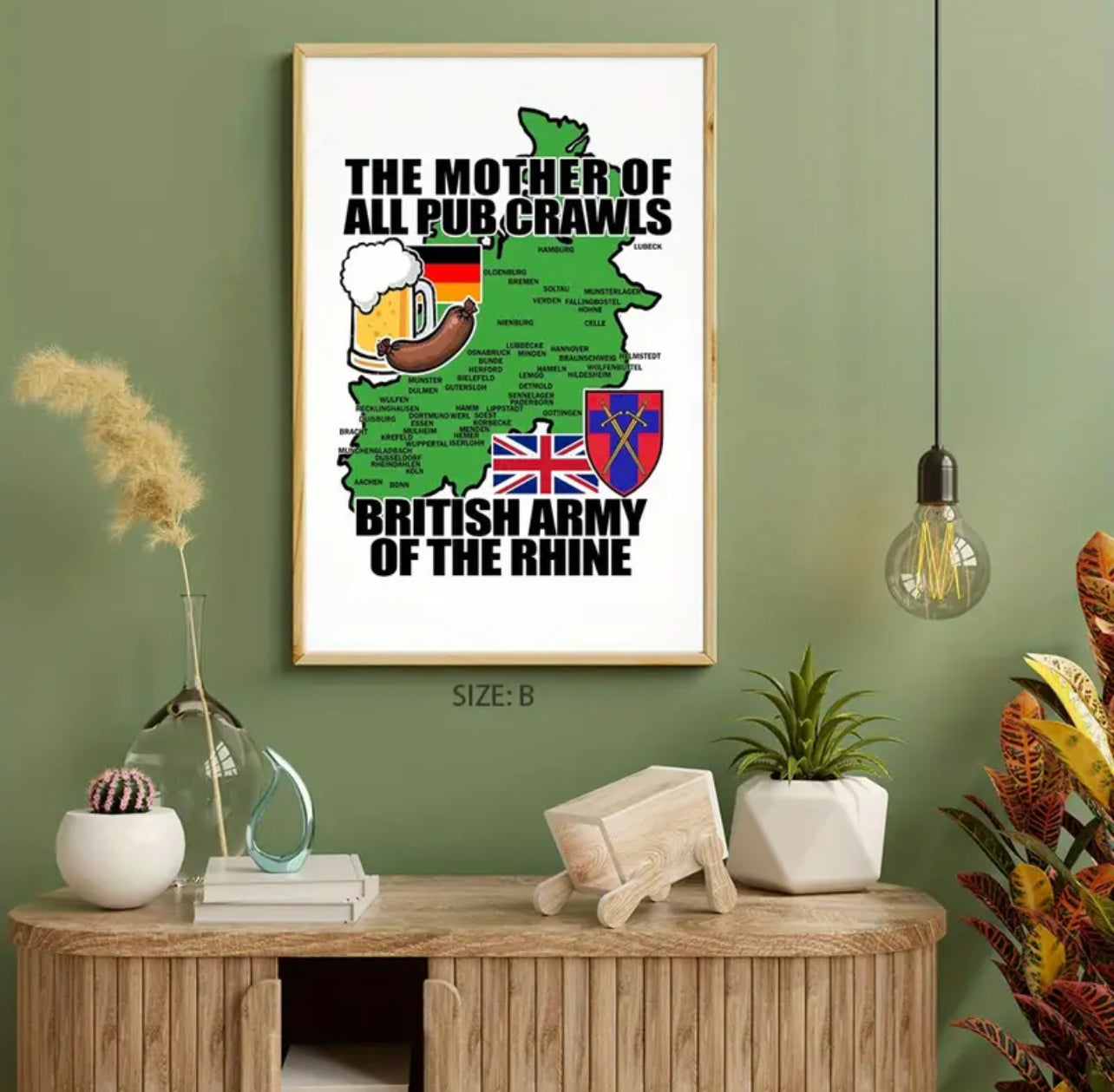 BAOR the mother of all pub crawls.Unframed Print FREEPOST UK