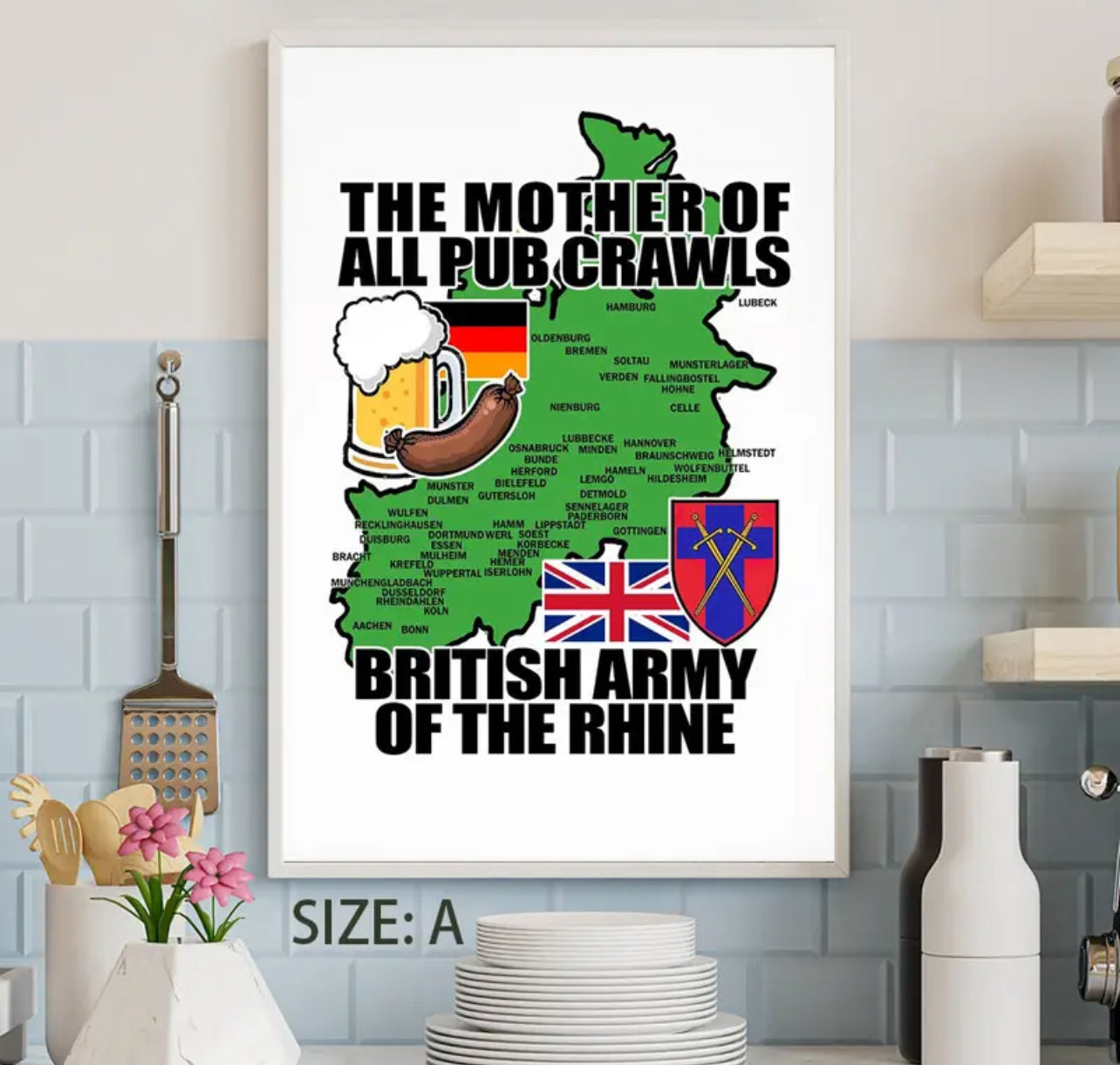 BAOR the mother of all pub crawls.Unframed Print FREEPOST UK