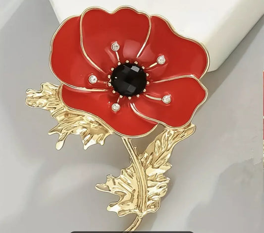 Elegant Remembrance Poppyy Red Flower Lapel Pin Brooch Badge FREEPOST