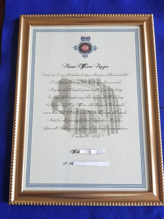 Prison Officers Prayer personalised framed gift