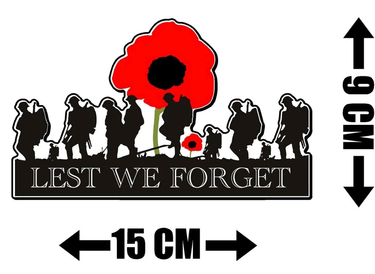 Lest we forget car,van sticker remembrance