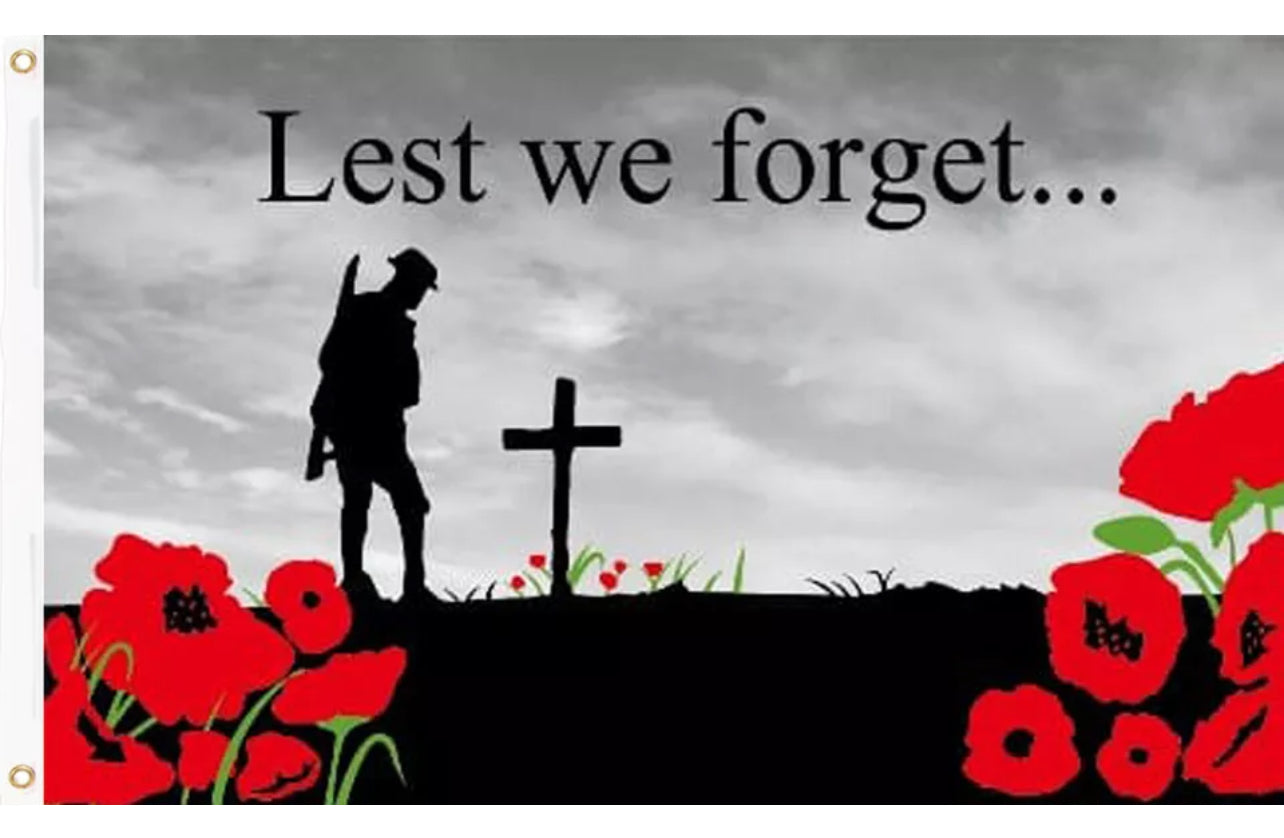 Lest We Forget Remembrance Flag 5X3 ft