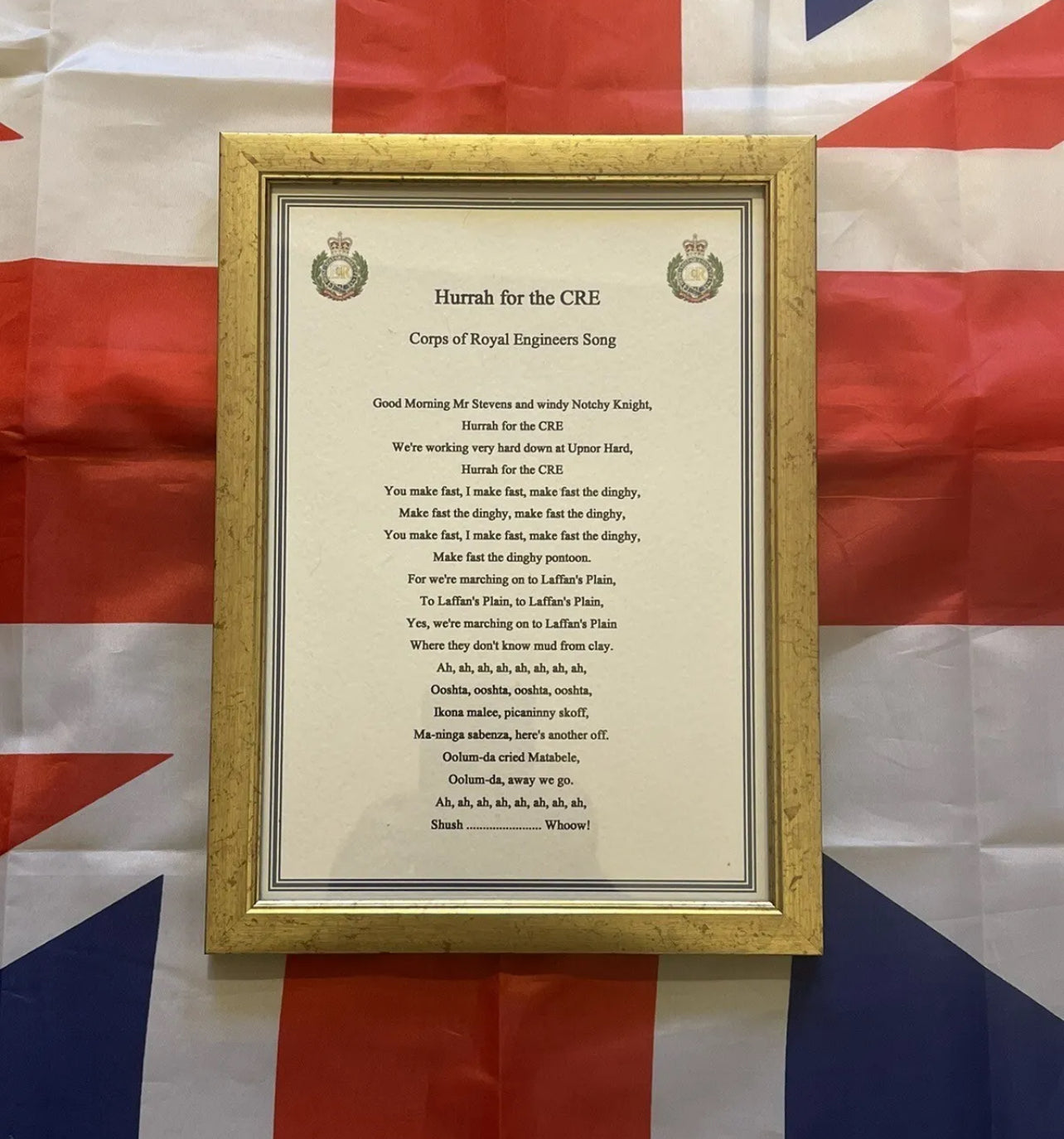 Hurrah For The CRE Royal Engineers RE Sappers Framed Gift.