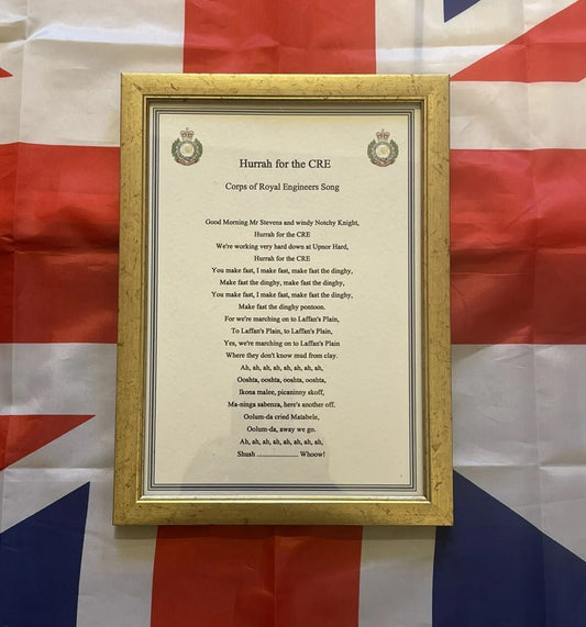 Hurrah For The CRE Royal Engineers RE Sappers Framed Gift.