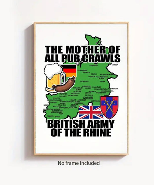BAOR the mother of all pub crawls.Unframed Print FREEPOST UK