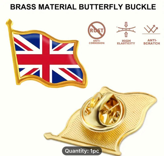 Union Jack/Flag lapel badge with Butterfly Clasp